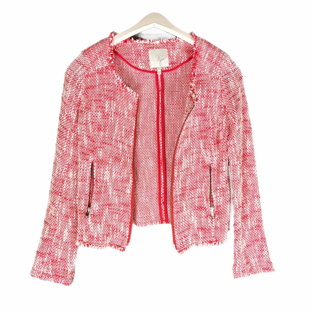 Joie Collis red and white tweed blazer, size XS.